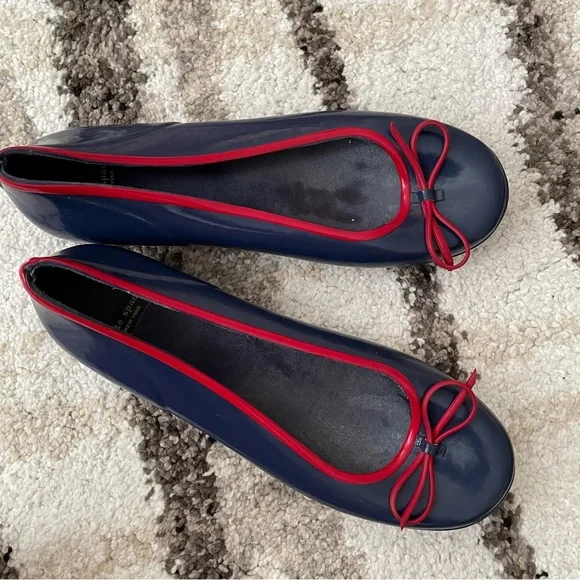 kate spade Shoes Kate Spade New York Navy Red Trim Flats